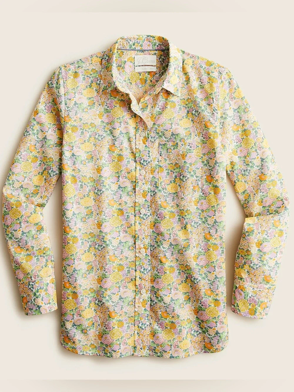 J Crew Liberty Of London Elysian Floral Classic Fit Button Up Shirt Yellow 6